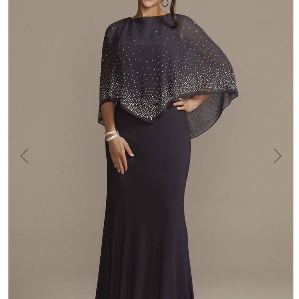 Mother of the Bride gown Jersey Cape Gown with Sparkle Embellishment